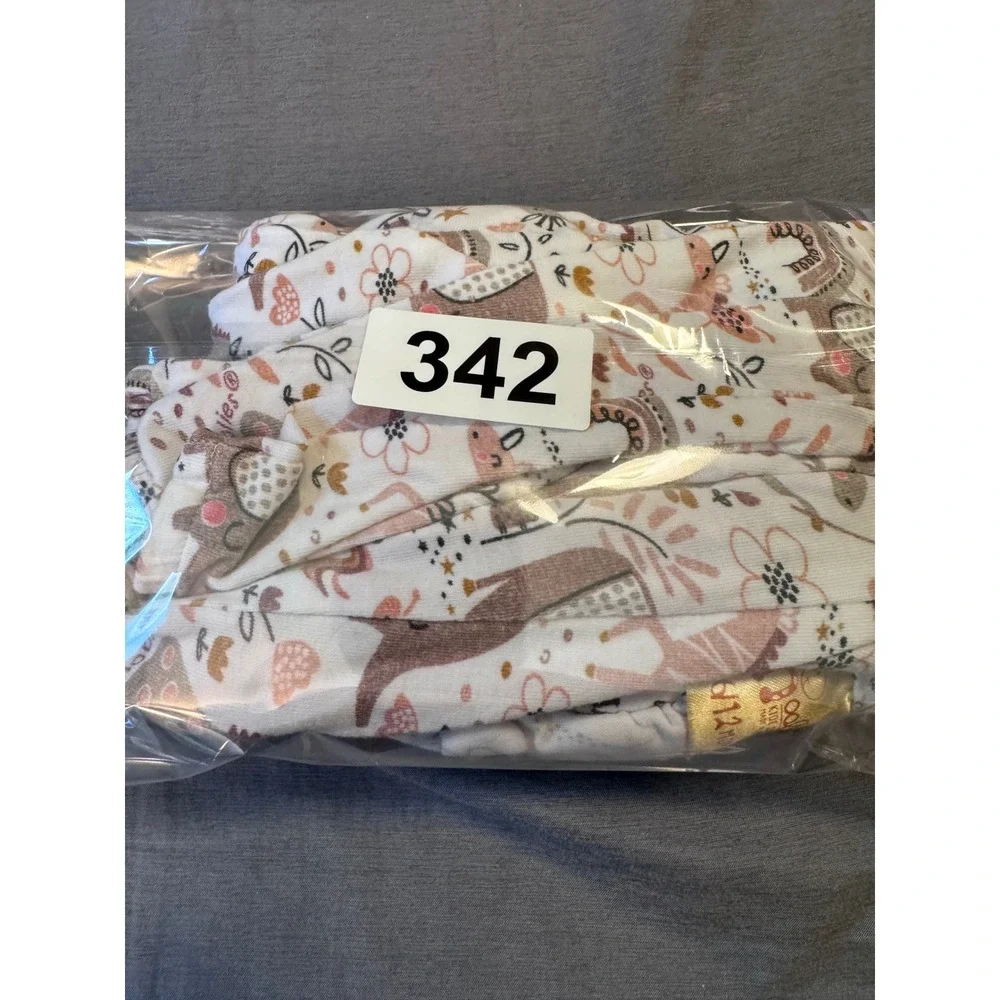 Hoolies Kids Pink White Elephant Giraffe Cotton Zipper Sleeper 6-12 Months